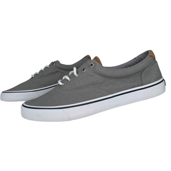 Sperry Stiper II CVO Sneaker Size 12 Light Gray Canvas Top-Sider Shoes Salt Wash - Picture 3 of 7